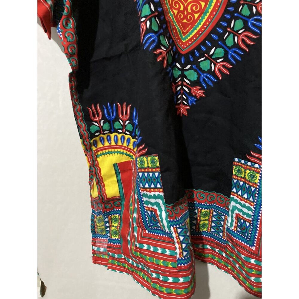RaanPahMuang Brand Unisex Red Yellow Black Dashiki Cotton Shirt Large Tribal - Picture 4 of 6